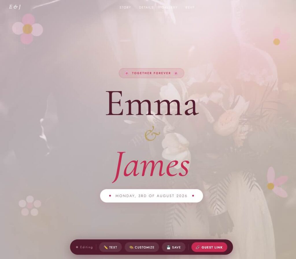 bloom wedding template